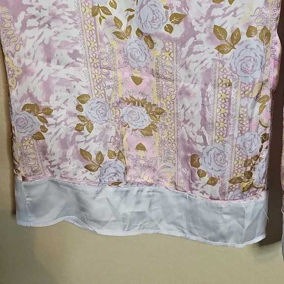 Free People XL Dreamy Days Wide Leg Lounge Pants Lilac Rose Print Floral Satin - Picture 4 of 9